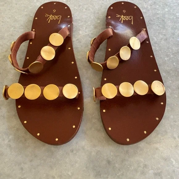 Beek Leather Topaz Gold Sandals size 6 - Picture 5 of 5